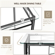 5 Piece Dining Set Glass Top Table and 4 Upholstered Chairs  Black