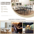 5 Piece Dining Set Glass Top Table and 4 Upholstered Chairs  Black