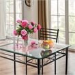 5 Piece Dining Set Glass Top Table and 4 Upholstered Chairs  Black