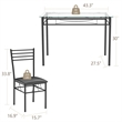 5 Piece Dining Set Glass Top Table and 4 Upholstered Chairs  Black