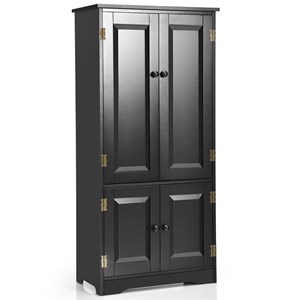 Accent Floor Storage Cabinet W/ Adjustable Shelves Black