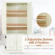 Accent Floor Storage Cabinet W/ Adjustable Shelves Cream White