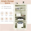 Accent Floor Storage Cabinet W/ Adjustable Shelves Cream White