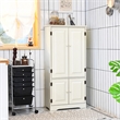 Accent Floor Storage Cabinet W/ Adjustable Shelves Cream White
