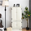 Accent Floor Storage Cabinet W/ Adjustable Shelves Cream White