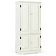 Accent Floor Storage Cabinet W/ Adjustable Shelves Cream White