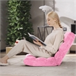 Adjustable 14 Position Floor Chair Folding Lazy Gaming Sofa Chair Cushioned Pink