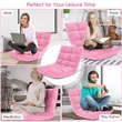 Adjustable 14 Position Floor Chair Folding Lazy Gaming Sofa Chair Cushioned Pink