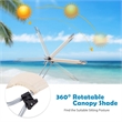 Foldable Sun Shading Lounge Chair Adjustable Beach Recliner Beige
