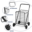 Folding Shopping Cart Utility Trolley Portable For Grocery Black