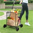 Folding Shopping Cart Utility Trolley Portable For Grocery Black