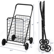 Folding Shopping Cart Utility Trolley Portable For Grocery Black