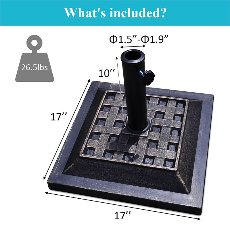 17.5 inch Umbrella Base Stand Market Patio Standing Outdoor Bronze