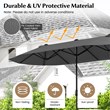 13FT Double sided Patio Umbrella w/Crank Handle Umbrella Base Gray