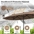 13FT Double sided Patio Umbrella w/Crank Handle Umbrella Base Tan