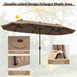 13FT Double sided Patio Umbrella w/Crank Handle Umbrella Base Tan