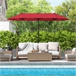 13FT Double sided Patio Umbrella w/Crank Handle Umbrella Base Wine
