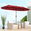 13FT Double sided Patio Umbrella w/Crank Handle Umbrella Base Wine