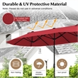 13FT Double sided Patio Umbrella w/Crank Handle Umbrella Base Wine
