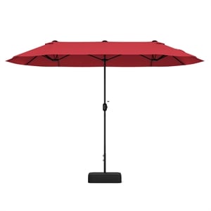 13FT Double sided Patio Umbrella w/Crank Handle Umbrella Base Wine