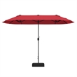 13FT Double sided Patio Umbrella w/Crank Handle Umbrella Base Wine