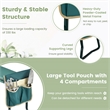 Foldable Garden Stool Heavy Duty Gardening Bench w/ 1 Pouch