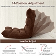 Adjustable 14 Position Floor Chair Folding Lazy Gaming Sofa Cushioned Coffee