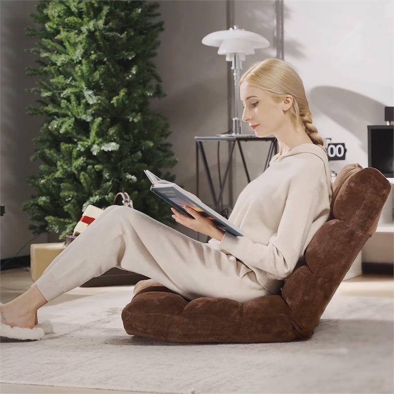 Adjustable 14 Position Floor Chair Folding Lazy Gaming Sofa Cushioned Coffee