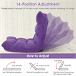 Adjustable 14 Position Floor Chair Folding Lazy Gaming Sofa Cushioned Purple