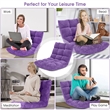Adjustable 14 Position Floor Chair Folding Lazy Gaming Sofa Cushioned Purple