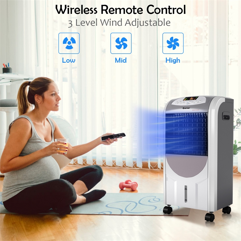 Portable Air Cooler Fan and Heater Humidifier w/Washable Filter White