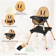 Baby High Chair Infant Wooden Convertible Chair 5 Point Seat Belt Coffee