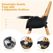 Baby High Chair Infant Wooden Convertible Chair 5 Point Seat Belt Coffee