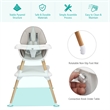 Baby High Chair Infant Wooden Convertible Chair 5 Point Seat Belt Gray