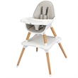 Baby High Chair Infant Wooden Convertible Chair 5 Point Seat Belt Gray