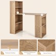 Computer Desk Writing  Workstation Office 6 Tier Storage Shelves Natural