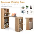 Computer Desk Writing  Workstation Office 6 Tier Storage Shelves Natural