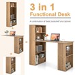 Computer Desk Writing  Workstation Office 6 Tier Storage Shelves Natural
