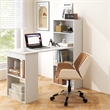 Computer Desk Writing  Workstation Office 6 Tier Storage Shelves White
