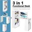 Computer Desk Writing  Workstation Office 6 Tier Storage Shelves White