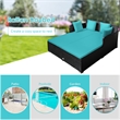 Outdoor Patio Rattan Daybed Cushioned Sofa Furniture Turquoise