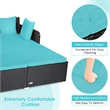 Outdoor Patio Rattan Daybed Cushioned Sofa Furniture Turquoise