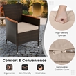 9PCS Patio Wicker Dining Set Wood Table Umbrella Hole Brown