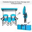 Portable Folding Camping Canopy Chairs w/ Cup Holder Blue