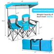 Portable Folding Camping Canopy Chairs w/ Cup Holder Blue