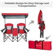 Portable Folding Camping Canopy Chairs w/ Cup Holder Red