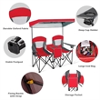 Portable Folding Camping Canopy Chairs w/ Cup Holder Red