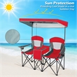 Portable Folding Camping Canopy Chairs w/ Cup Holder Red