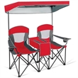 Portable Folding Camping Canopy Chairs w/ Cup Holder Red