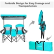 Portable Folding Camping Canopy Chairs w/ Cup Holder Turquoise